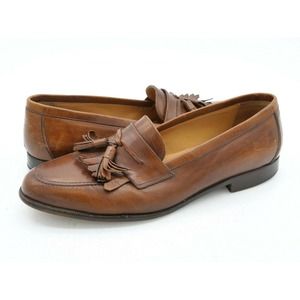 Mezlan Santander Loafers Mens 9 Brown Leather Kiltie Tassel Slip On Dress Shoes